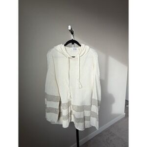 27 miles malibu cotton knit hoodie White Striped Size L Coastal‎